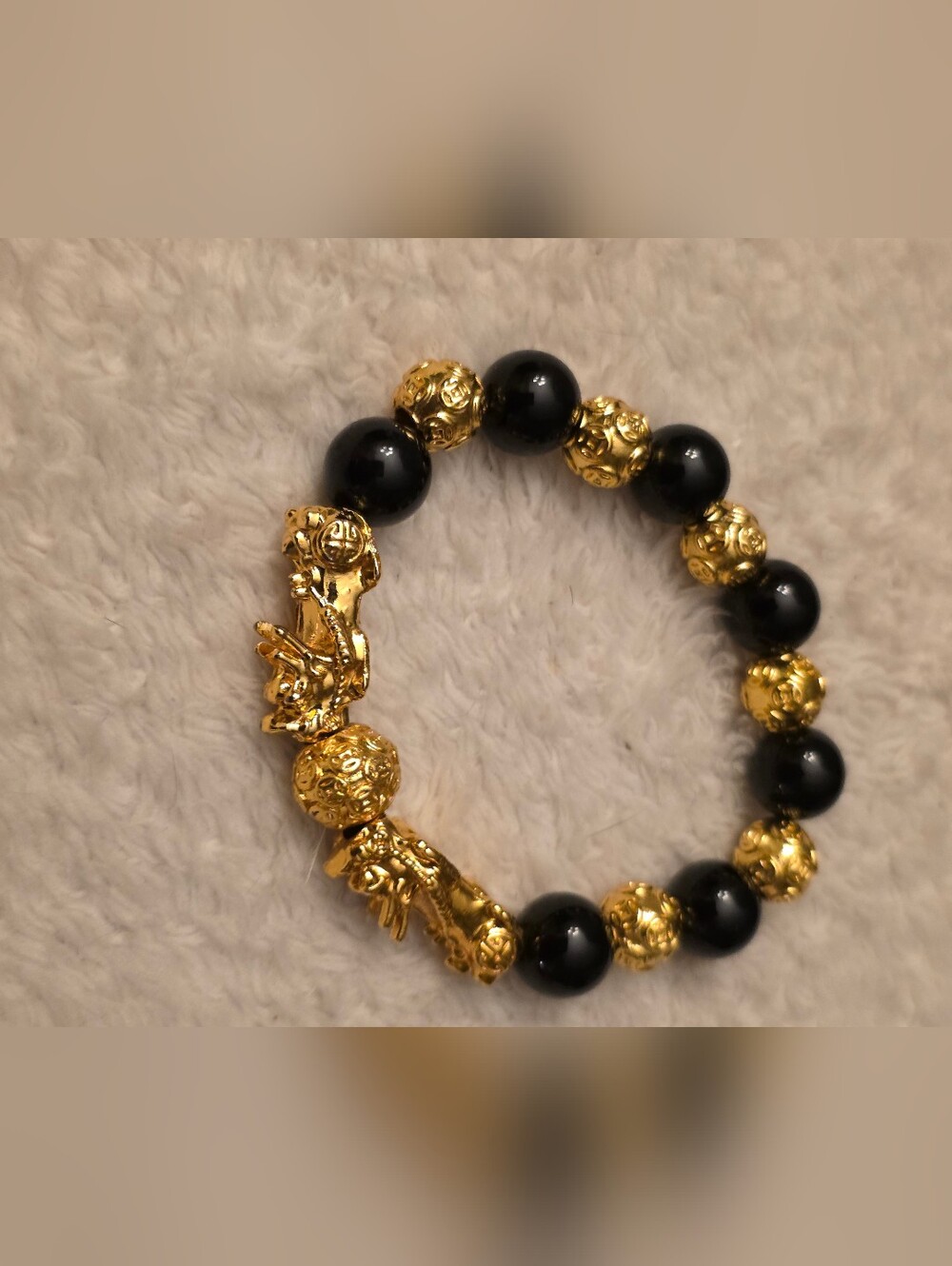 Gold and Black Dragon Bead Bracelet - Women Jewelry